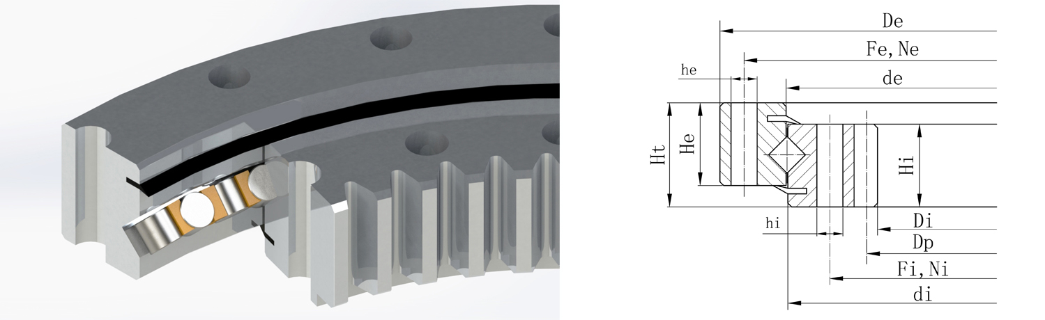 內(nèi)齒式交叉滾子轉(zhuǎn)盤軸承 內(nèi)齒式交叉滾子轉(zhuǎn)盤軸承