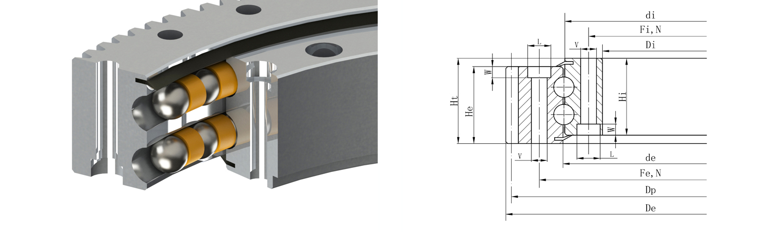 外齒式雙排同徑球轉(zhuǎn)盤軸承 外齒式雙排同徑球轉(zhuǎn)盤軸承