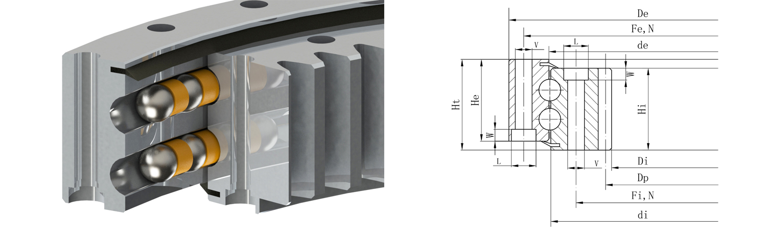 內(nèi)齒式雙排同徑球轉(zhuǎn)盤軸承 內(nèi)齒式雙排同徑球轉(zhuǎn)盤軸承